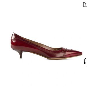 Tabitha Simmons BELLE Oxblood Brush Off Kitten Heel Red Leather Pumps Sz 37